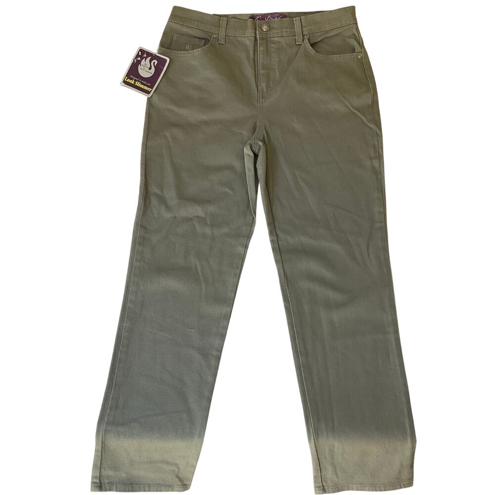 Gloria Vanderbilt Women Khaki Pants size 8 Short Gray Mid Rise Stretch Slim Fit